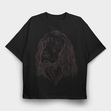 Cocker Illustration Spaniel Dog, Tricou Oversize Barbati (Unisex)
