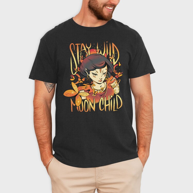 Magical Woman With Butterflies Moon Child, Tricou Barbati (Unisex)