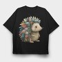 Hedgehog Patchwork Clipart, Tricou Oversize Barbati (Unisex)