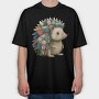 Hedgehog Patchwork Clipart, Tricou Oversize Barbati (Unisex)