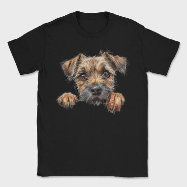 Border Terrier Peep, Tricou Barbati (Unisex)