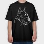 Bull Terrier Chalkboard, Tricou Oversize Barbati (Unisex)