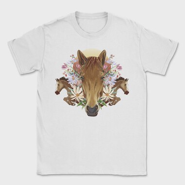 Floral Horses Collage Geometry, Tricou Barbati (Unisex)