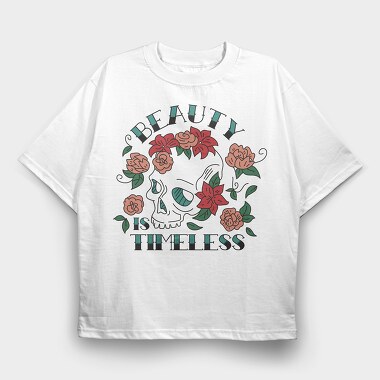 Floral Skull Nature Beauty Is Timeless Tote, Tricou Oversize Barbati (Unisex)