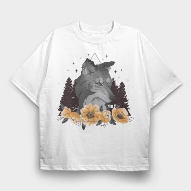 Floral Wolf Mug, Tricou Oversize Barbati (Unisex)