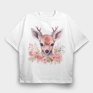 Florla Deer Throw Pillow, Tricou Oversize Barbati (Unisex)