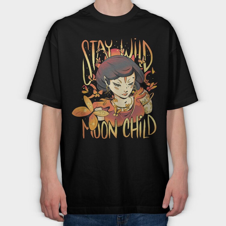 Magical Woman With Butterflies Moon Child, Tricou Oversize Barbati (Unisex)