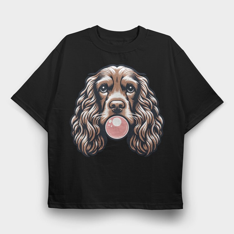 Cocker Spaniel Chewing Gum, Tricou Oversize Barbati (Unisex)