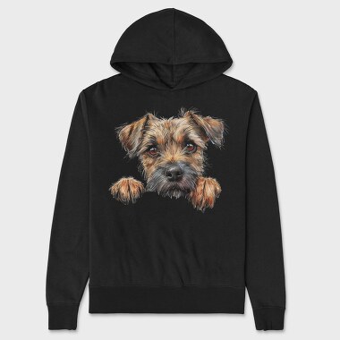 Border Terrier Peep, Hanorac Oversize Barbati (Unisex)