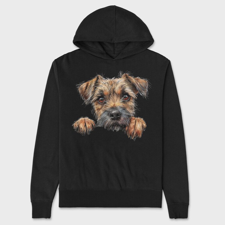 Border Terrier Peep, Hanorac Oversize Barbati (Unisex)