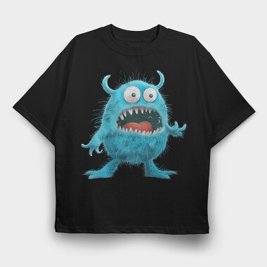 Blue Monster Smile, Tricou Oversize Barbati (Unisex)