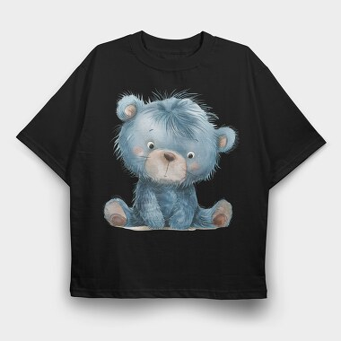 Blue Bear Sitting, Tricou Oversize Barbati (Unisex)