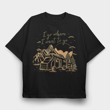 Van Car Driving In Forest Van Life Let S Live, Tricou Oversize Barbati (Unisex)