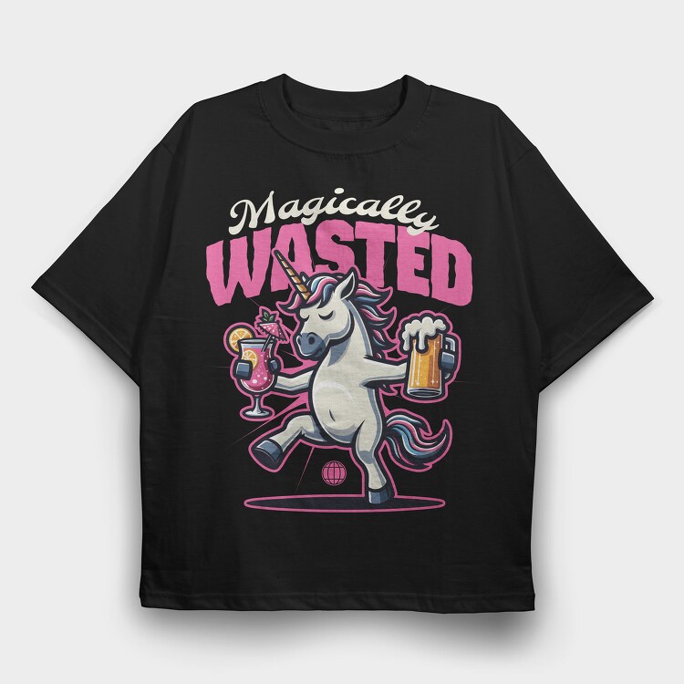 Magically Wasted Unicorn, Tricou Oversize Barbati (Unisex)