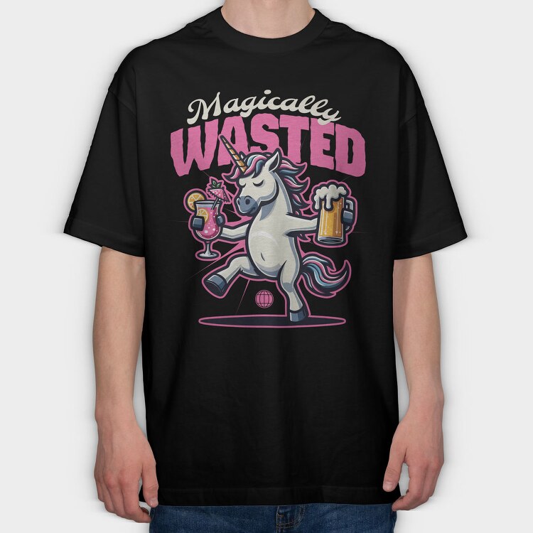 Magically Wasted Unicorn, Tricou Oversize Barbati (Unisex)