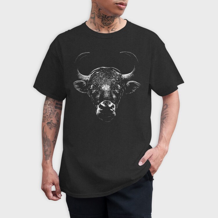 Bull Wild Monochrome, Tricou Barbati (Unisex)