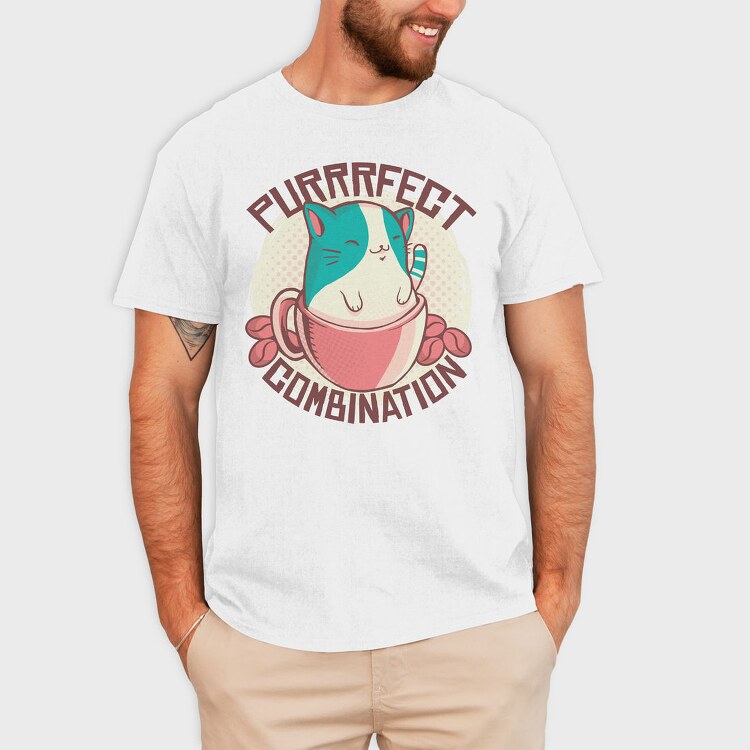 Coffee Cat Combination Mug Purrr Combo, Tricou Barbati (Unisex)