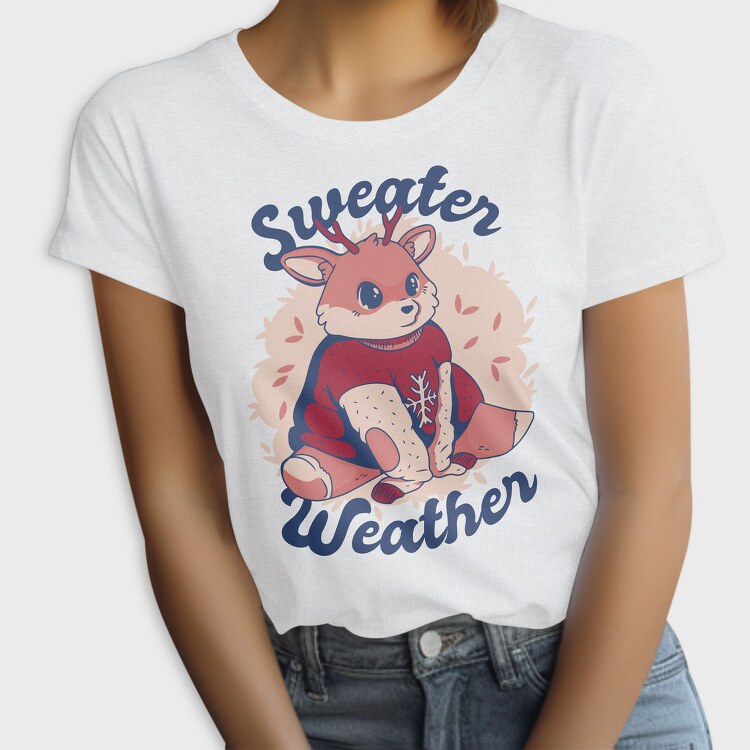 Sweater Weather Deer Mug, Tricou Femei