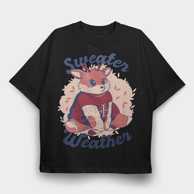 Sweater Weather Deer Mug, Tricou Oversize Barbati (Unisex)