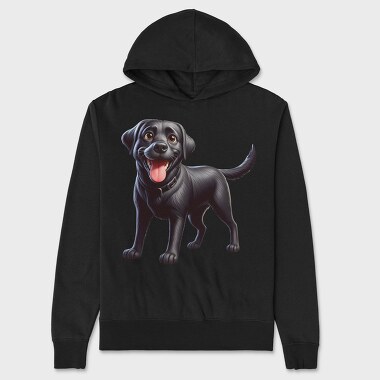 Black Lab Smiling Face, Hanorac Oversize Barbati (Unisex)