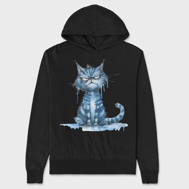 Blue Vengeful Cat, Hanorac Oversize Barbati (Unisex)