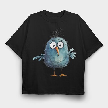 Blue Bird Clipart, Tricou Oversize Barbati (Unisex)