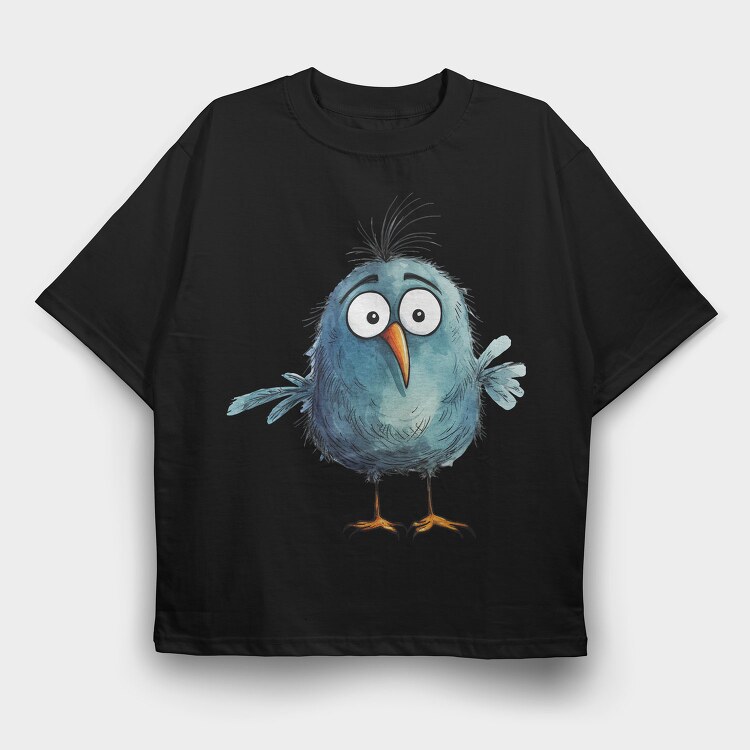 Blue Bird Clipart, Tricou Oversize Barbati (Unisex)