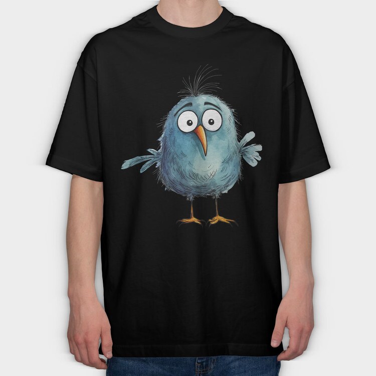 Blue Bird Clipart, Tricou Oversize Barbati (Unisex)