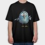 Blue Bird Clipart, Tricou Oversize Barbati (Unisex)