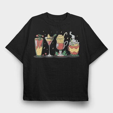 Tropical Drinks And Cocktails Christmas, Tricou Oversize Barbati (Unisex)