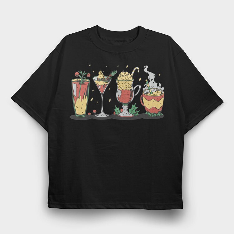 Tropical Drinks And Cocktails Christmas, Tricou Oversize Barbati (Unisex)