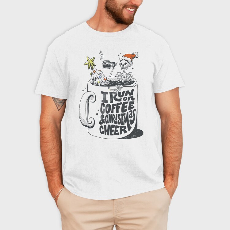 Coffee Christmas Skeleton Anti Santa Addicted, Tricou Barbati (Unisex)