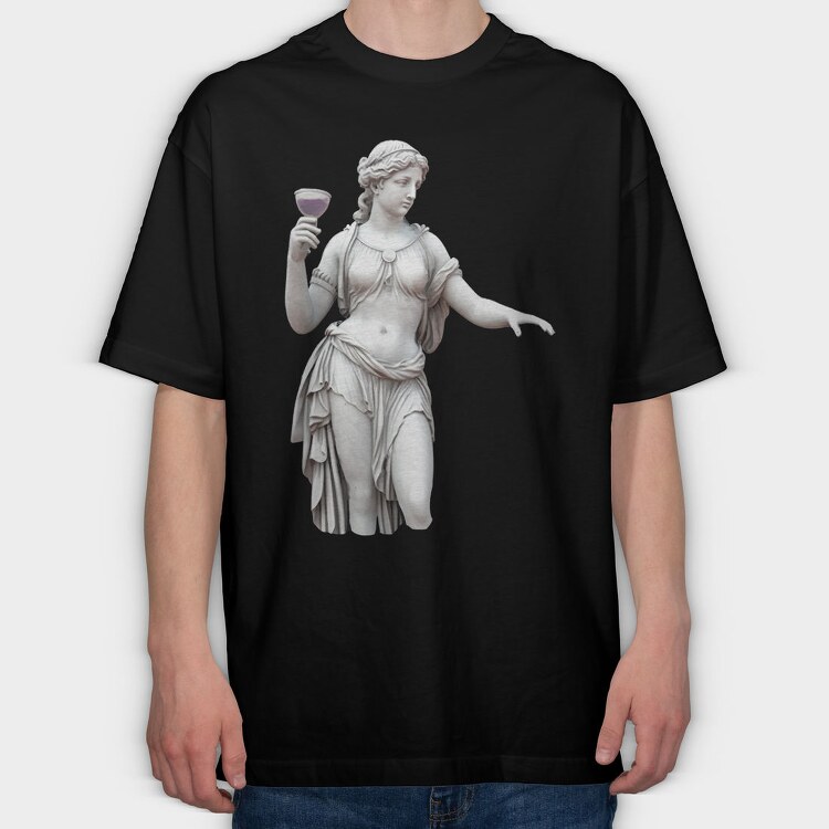Female Statue Wine Woman, Tricou Oversize Barbati (Unisex)