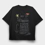 Coffee Christmas Skeleton Anti Santa Addicted, Tricou Oversize Barbati (Unisex)