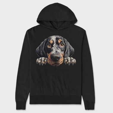 Bluetick Coonhound Peeking, Hanorac Oversize Barbati (Unisex)