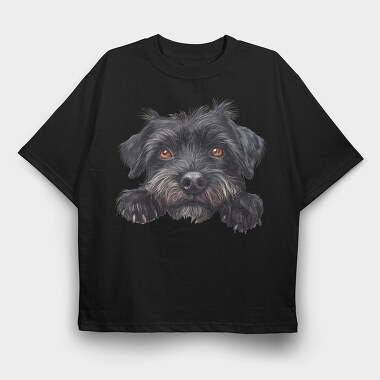 Black Peeking Dog, Tricou Oversize Barbati (Unisex)