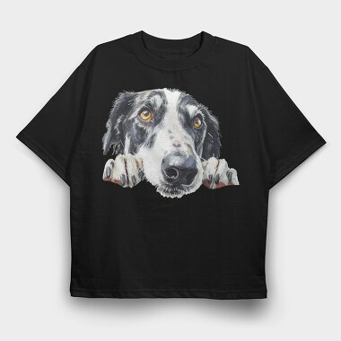 Borzoi Peeking Face, Tricou Oversize Barbati (Unisex)
