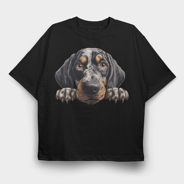 Bluetick Coonhound Peeking, Tricou Oversize Barbati (Unisex)