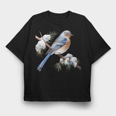 Blue Bird Snow, Tricou Oversize Barbati (Unisex)