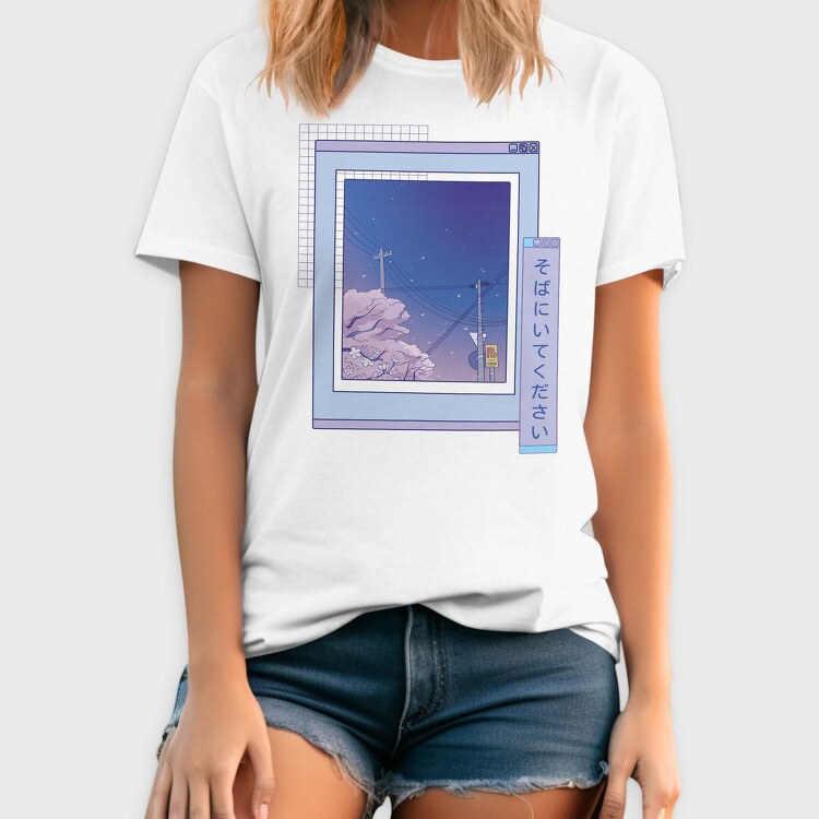 Vaporwave Anime Landscape Realistic Sakura, Tricou Barbati (Unisex)