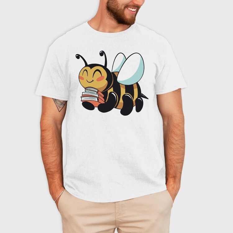 Bumblebee With Books, Tricou Barbati (Unisex)