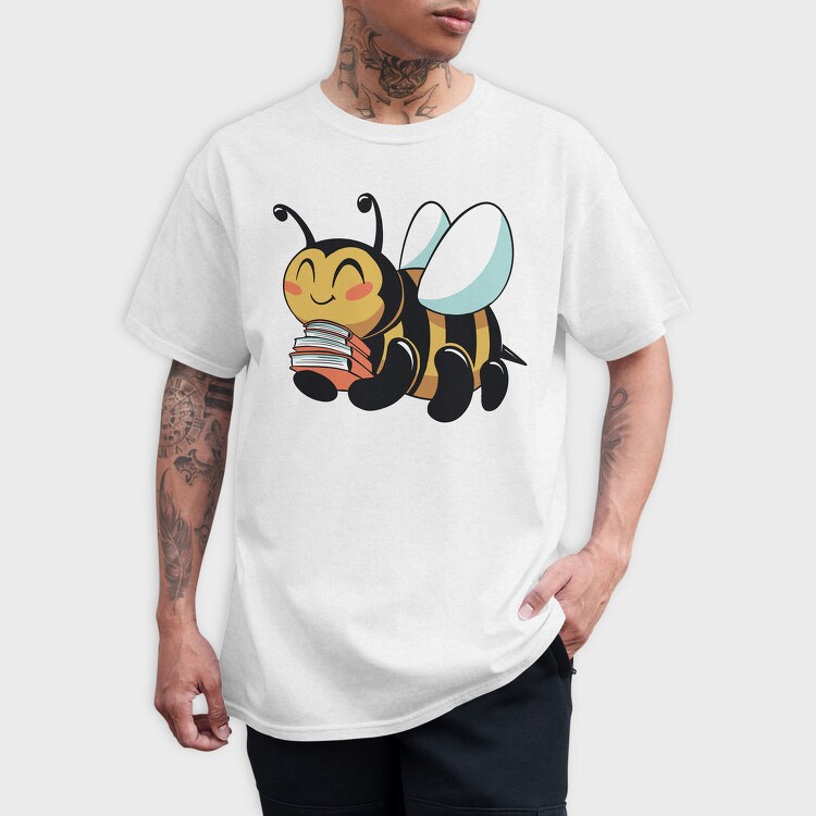 Bumblebee With Books, Tricou Barbati (Unisex)