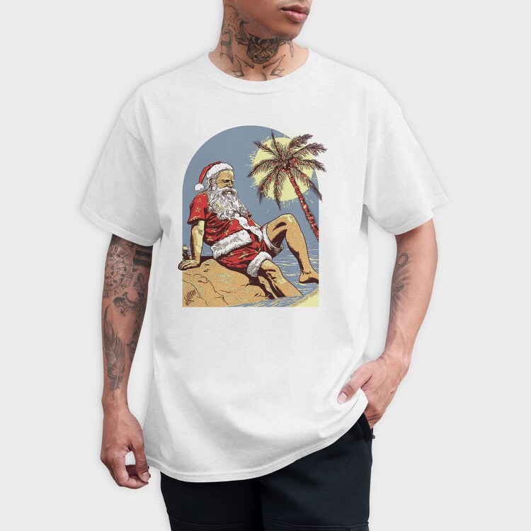 Tropical Santa Claus At The Beach Beachy Claus, Tricou Barbati (Unisex)