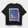 Vaporwave Anime Landscape Realistic Sakura, Tricou Oversize Barbati (Unisex)