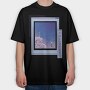 Vaporwave Anime Landscape Realistic Sakura, Tricou Oversize Barbati (Unisex)
