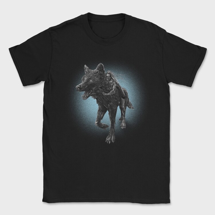 Girl Riding Wolf, Tricou Barbati (Unisex)