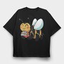 Bumblebee With Books, Tricou Oversize Barbati (Unisex)