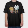 Bumblebee With Books, Tricou Oversize Barbati (Unisex)