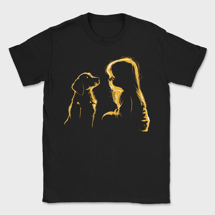 Girl Dog Silhouette, Tricou Barbati (Unisex)