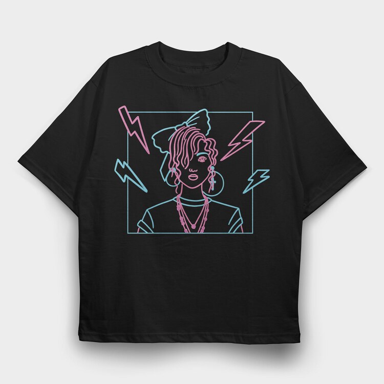Girl 80 S, Tricou Oversize Barbati (Unisex)